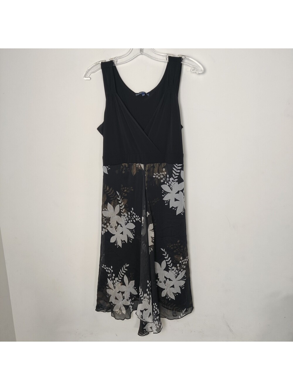 Thyme Maternity Floral Chiffon Midi Dress Sleeveless V-Neck Black White Size XL